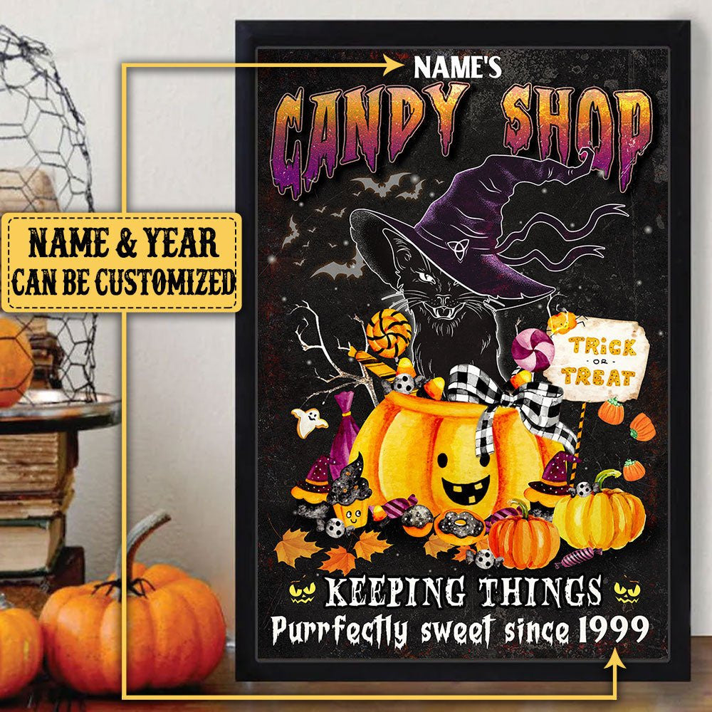 Personalized Black Cat Candy Shop Halloween Poster & Canvaswdwq eqw easdasd Personalized Black Cat Candy Shop Halloween Poster & Canvasewq wqe wqeaadk.