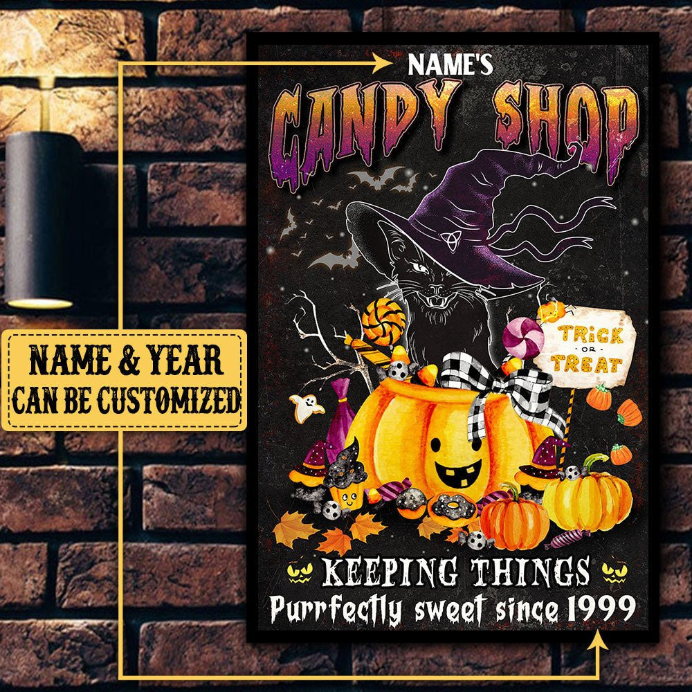 Personalized Black Cat Candy Shop Halloween Poster & Canvaswdwq eqw easdasd Personalized Black Cat Candy Shop Halloween Poster & Canvasewq wqe wqeaadk.