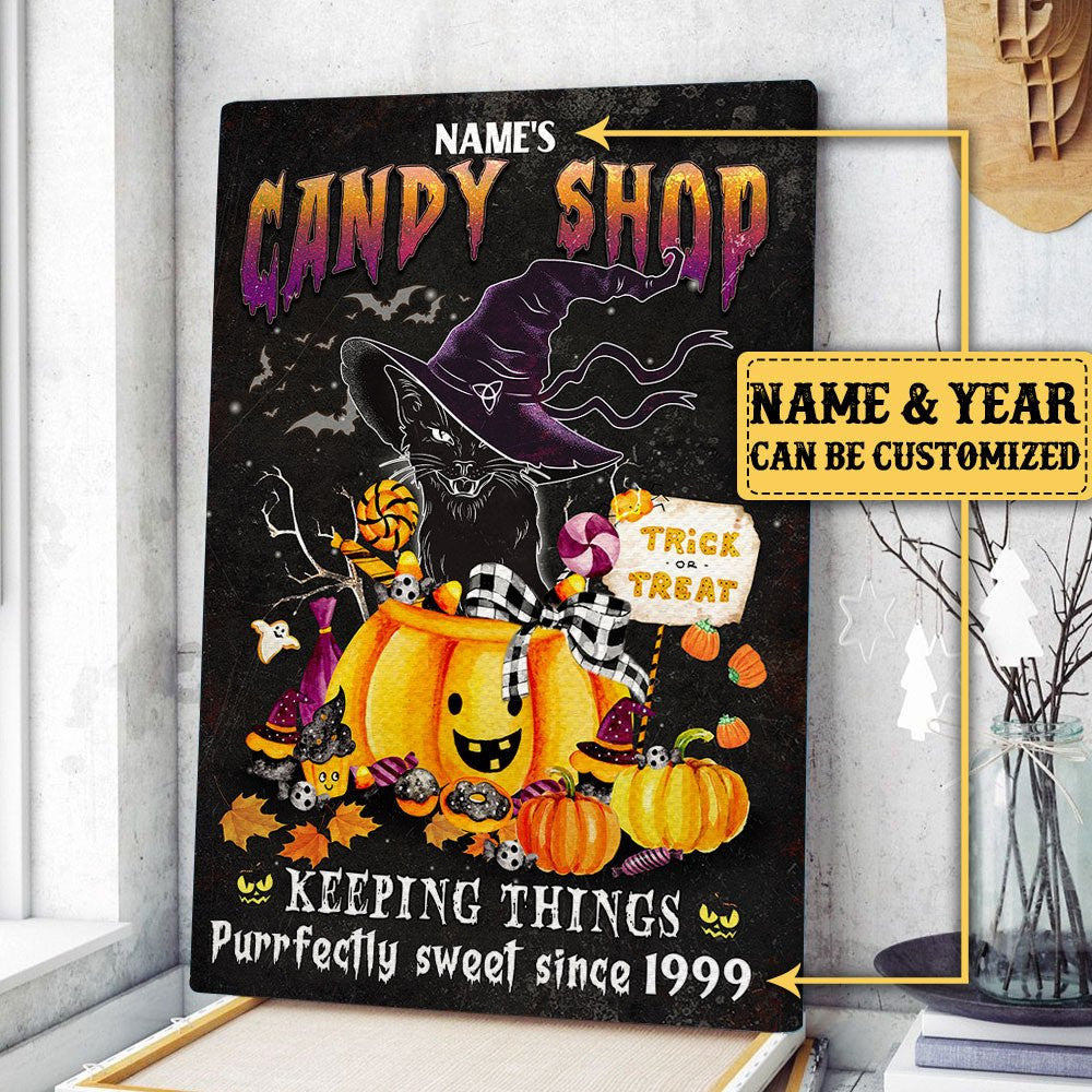 Personalized Black Cat Candy Shop Halloween Poster & Canvaswdwq eqw easdasd Personalized Black Cat Candy Shop Halloween Poster & Canvasewq wqe wqeaadk.