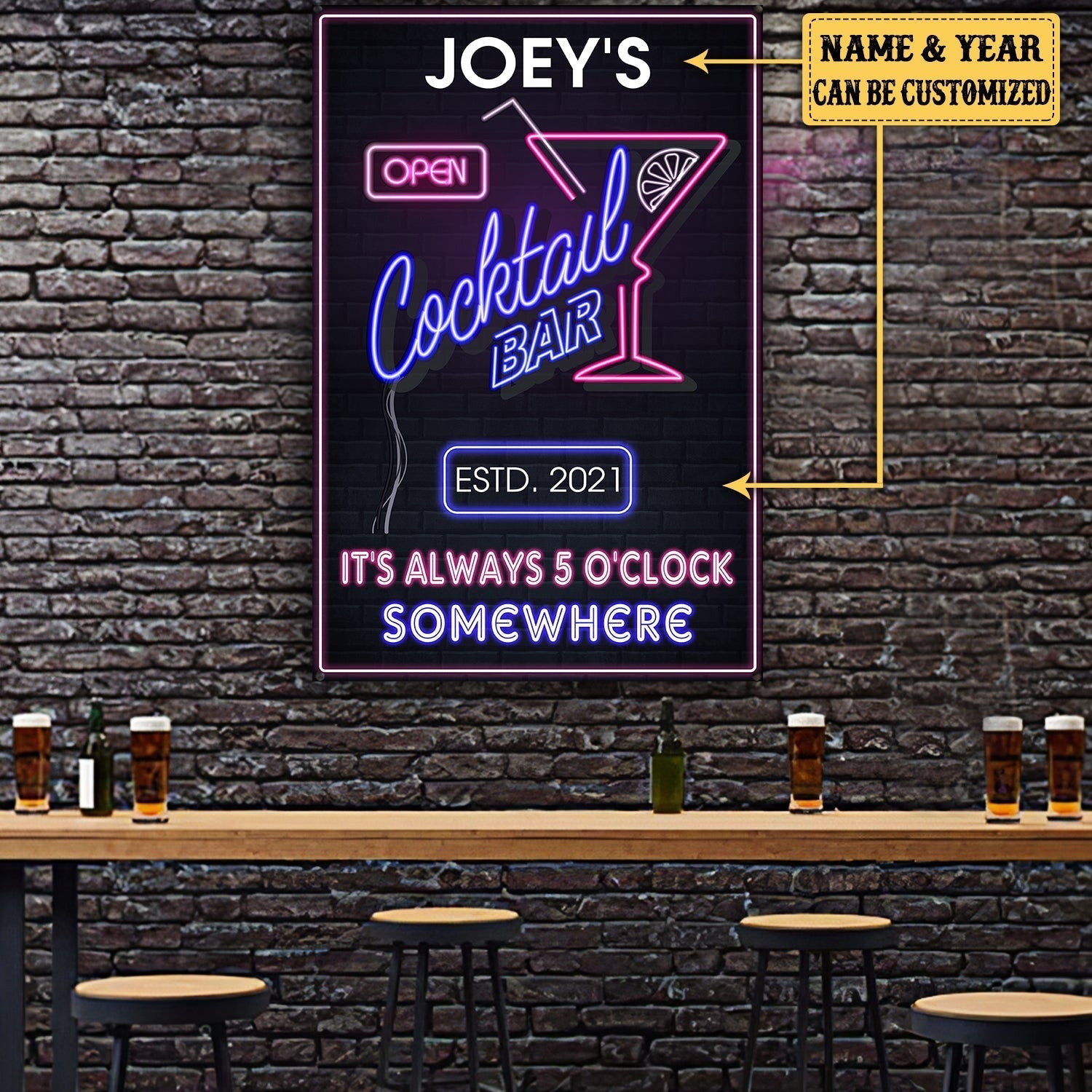 Personalized Cocktail Bar It's Always O'clock Somewhere Metal Signwdwq eqw easdasd Personalized Cocktail Bar It's Always O'clock Somewhere Metal Signewq wqe wqeaadk.
