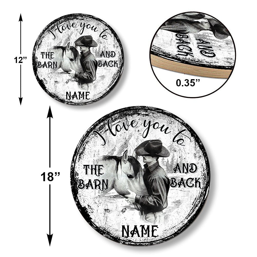Personalized Cowboy Horse Barn Wood Round Sign.