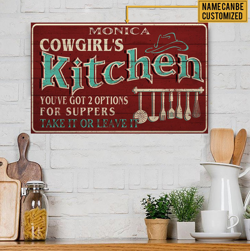 Personalized Cowgirl's Kitchen Pallet Wood Rectangle Sign.
