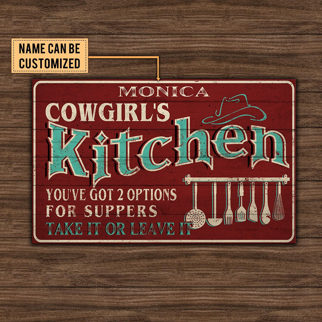 Personalized Cowgirl's Kitchen Pallet Wood Rectangle Sign.
