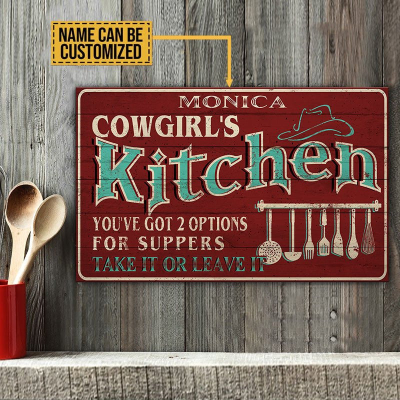 Personalized Cowgirl's Kitchen Pallet Wood Rectangle Sign.