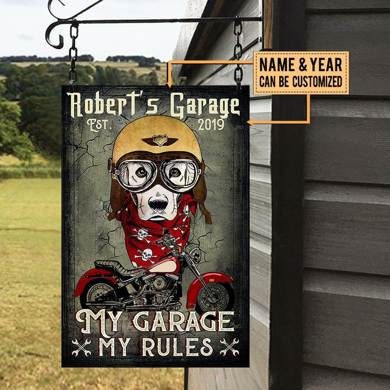 Personalized Dog My Garage My Rules Classic Metal Sign.