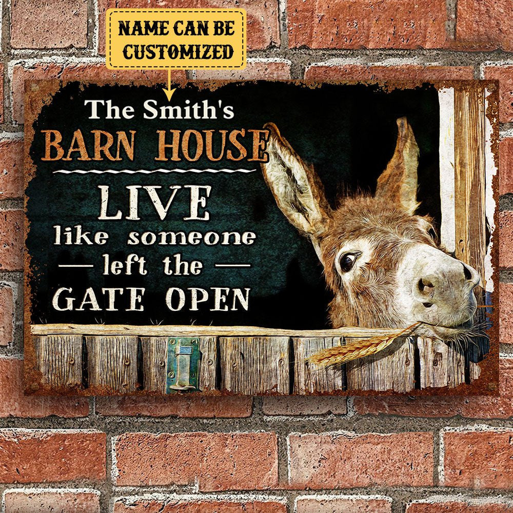 Personalized Donkey Barn House Classic Metal Sign.