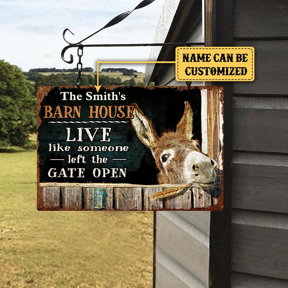 Personalized Donkey Barn House Classic Metal Sign.
