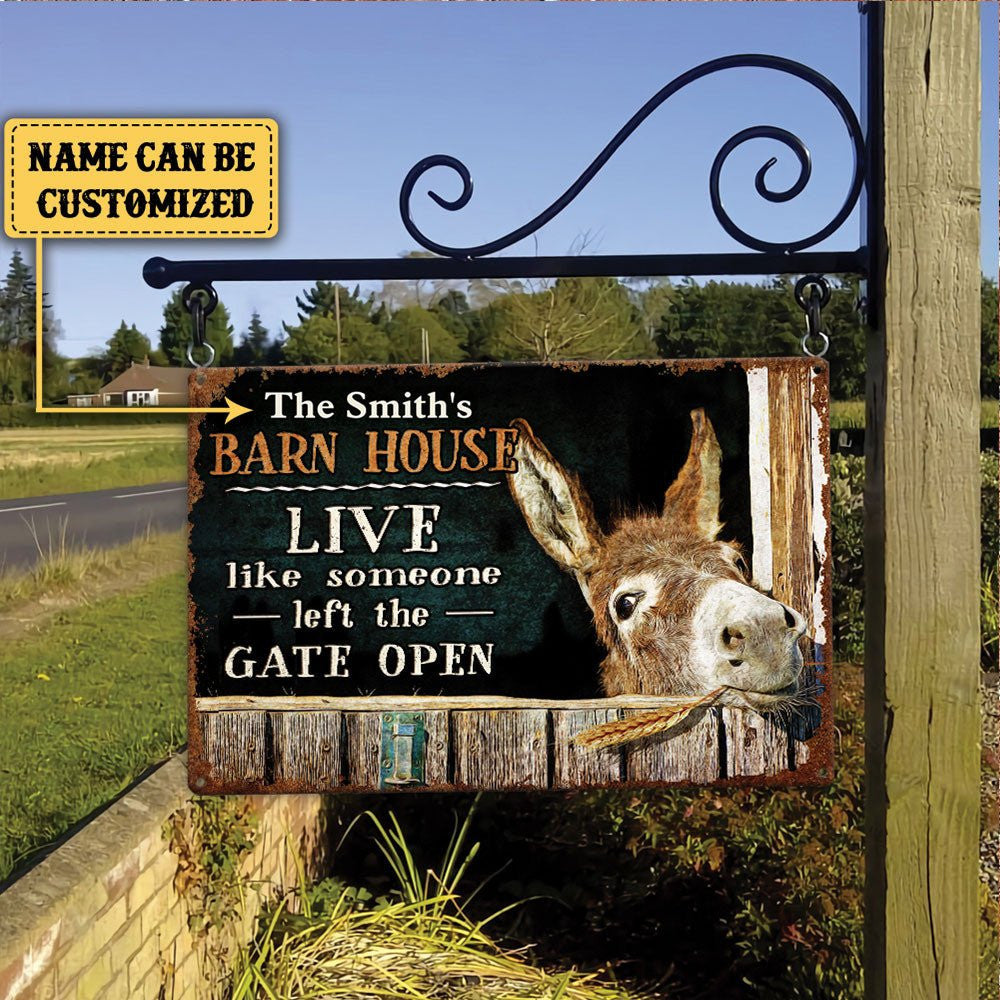 Personalized Donkey Barn House Classic Metal Sign.