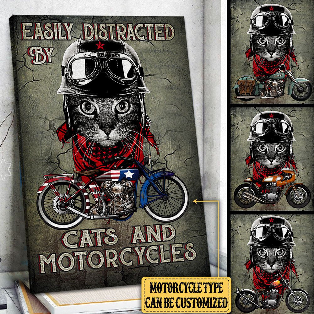Personalized Easily Distracted By Cats And Motorcycles Poster & Canvaswdwq eqw easdasd Personalized Easily Distracted By Cats And Motorcycles Poster & Canvasewq wqe wqeaadk.