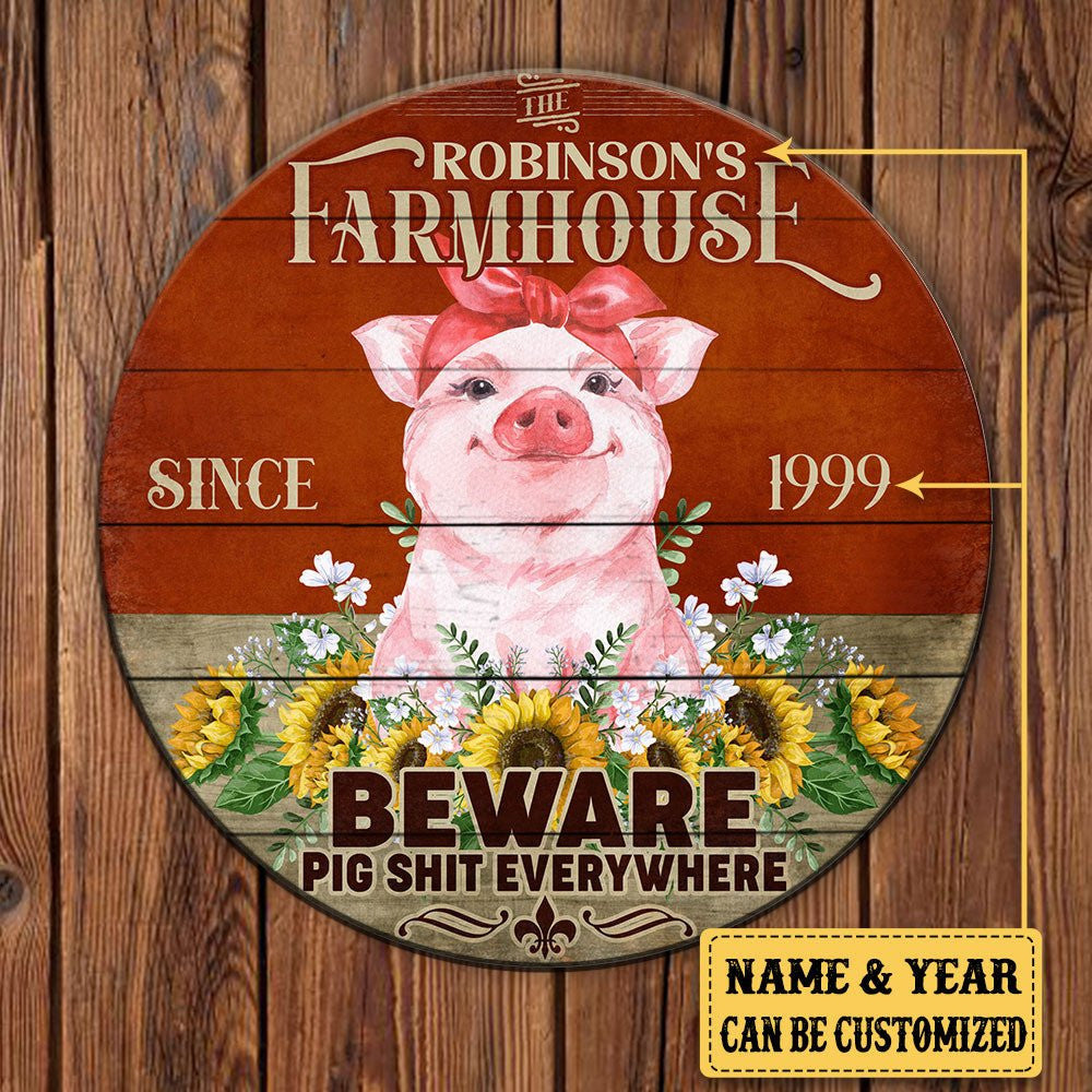 Personalized Farmhouse Pallet Wood Circle Sign.