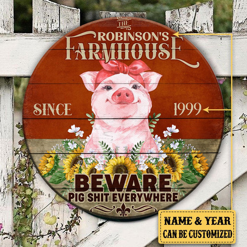 Personalized Farmhouse Pallet Wood Circle Sign.