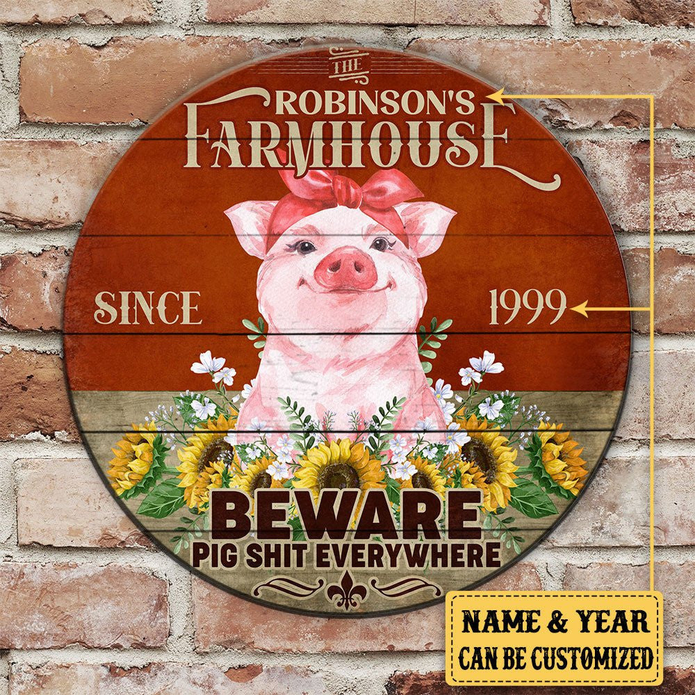 Personalized Farmhouse Pallet Wood Circle Sign.