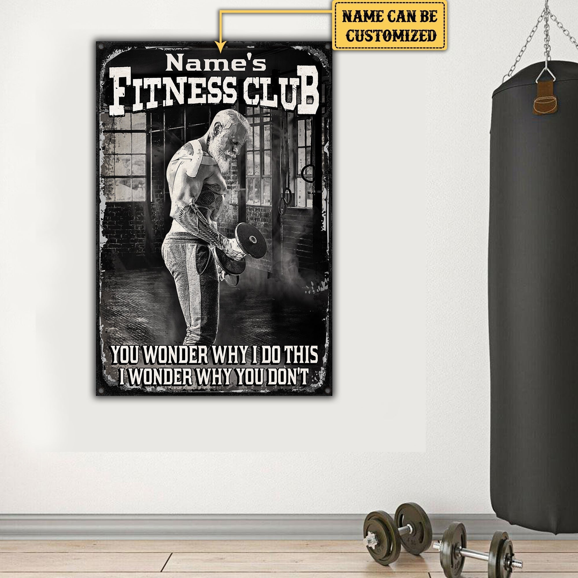 Personalized Fitness Club Metal Sign.