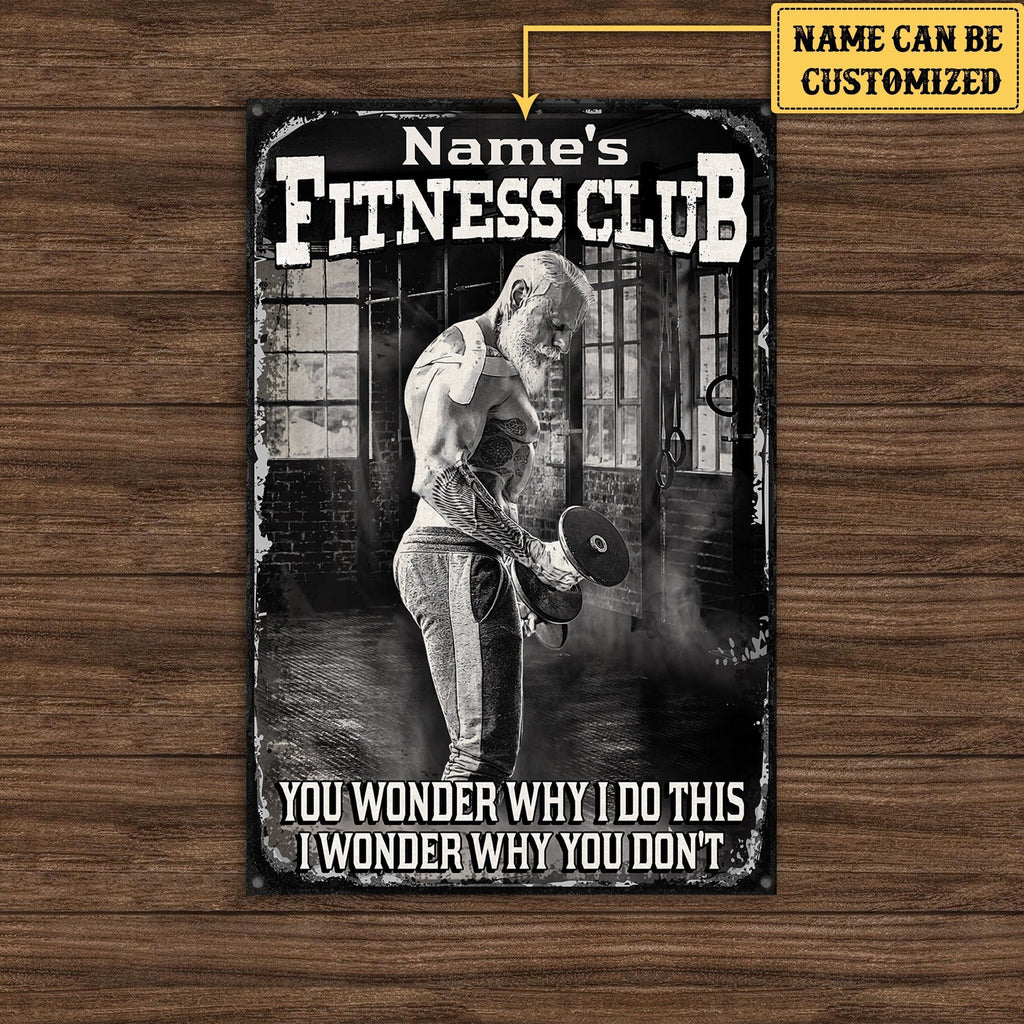 Personalized Fitness Club Metal Sign.