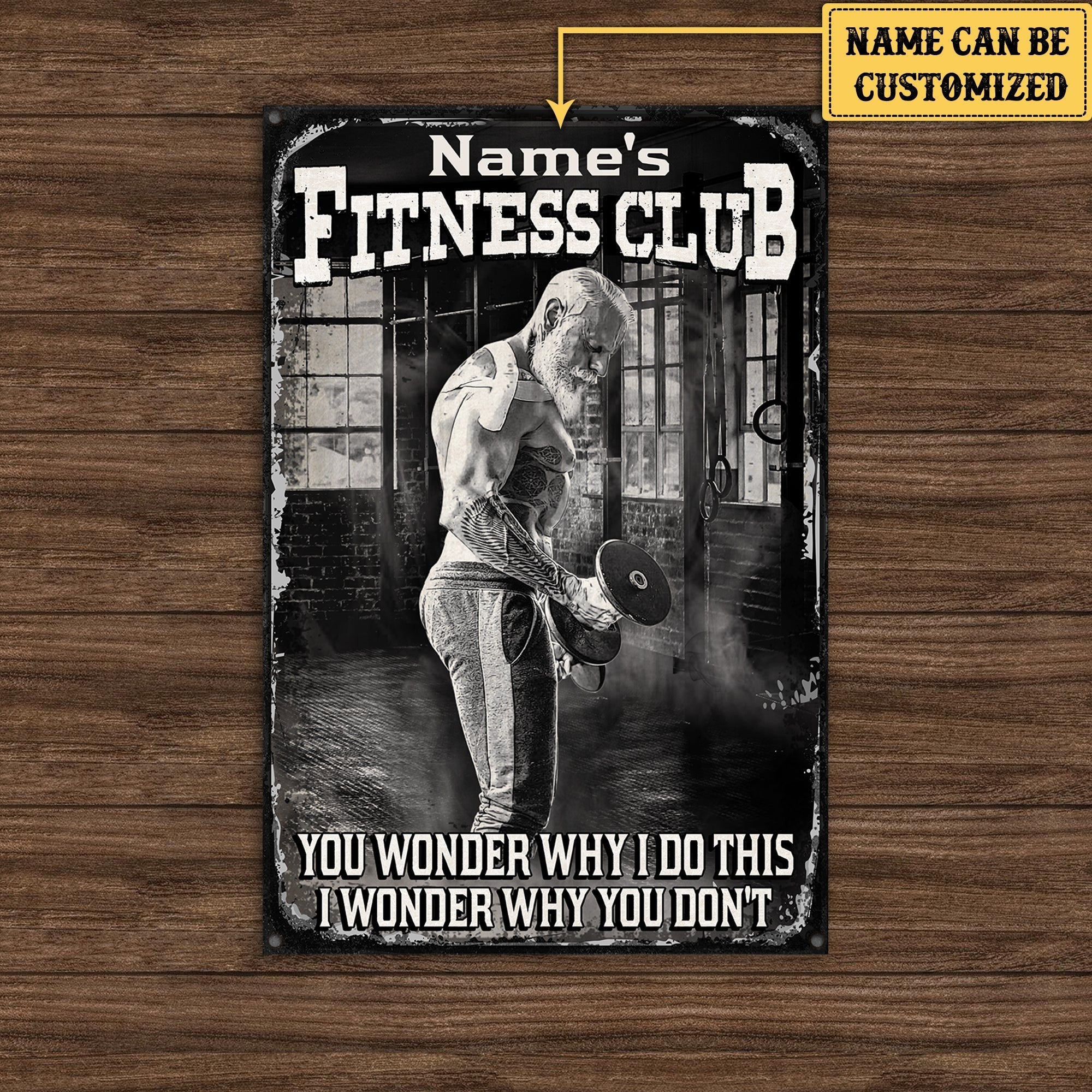 Personalized Fitness Club Metal Sign.