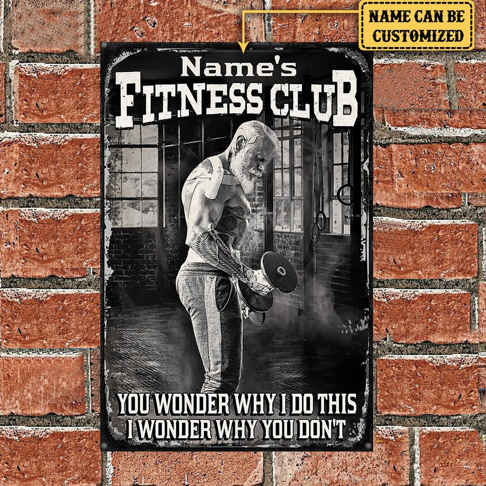 Personalized Fitness Club Metal Sign.