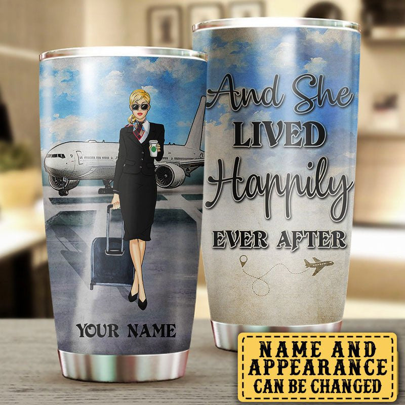 Personalized Flight Attendant And She Lived Happily Ever After Tumblerwdwq eqw easdasd Personalized Flight Attendant And She Lived Happily Ever After Tumblerewq wqe wqeaadk.