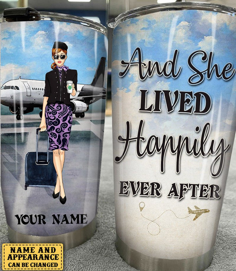 Personalized Flight Attendant And She Lived Happily Ever After Tumblerwdwq eqw easdasd Personalized Flight Attendant And She Lived Happily Ever After Tumblerewq wqe wqeaadk.