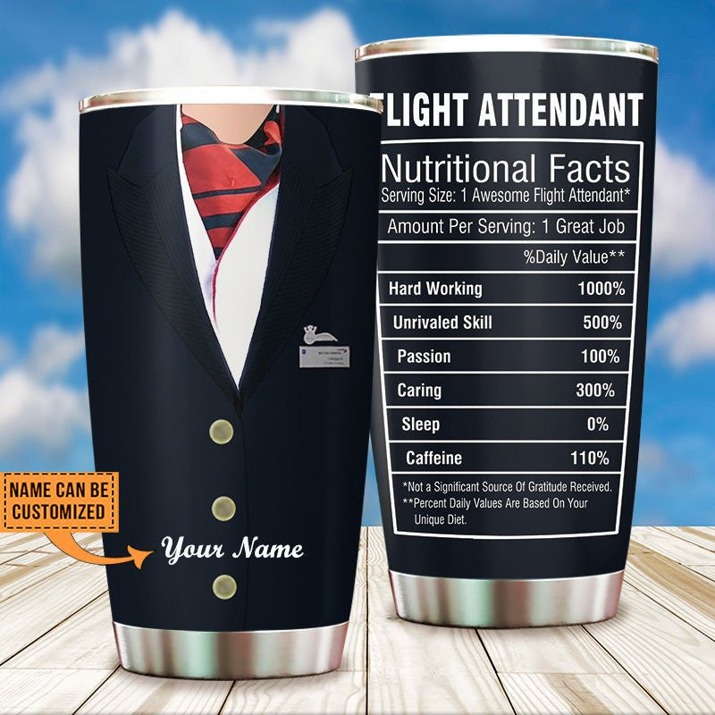 Personalized Flight Attendant Nutritional Facts Tumbler.