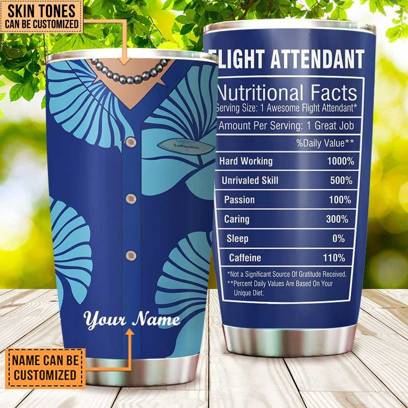 Personalized Flight Attendant Nutritional Facts Tumbler.