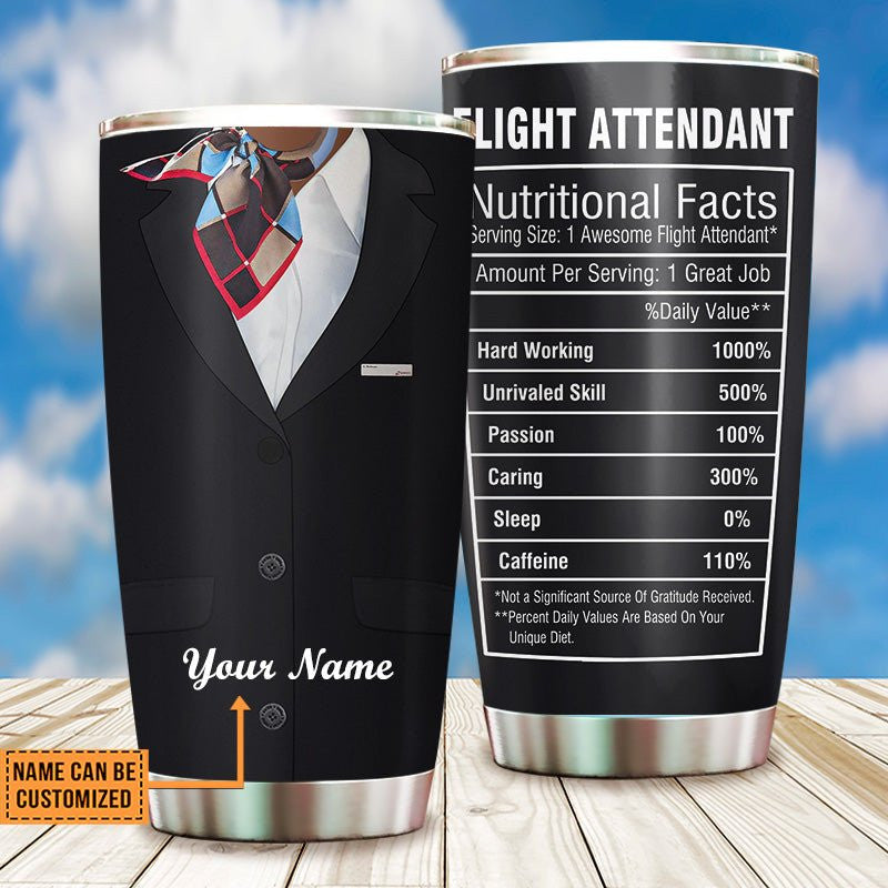 Personalized Flight Attendant Nutritional Facts Tumbler.