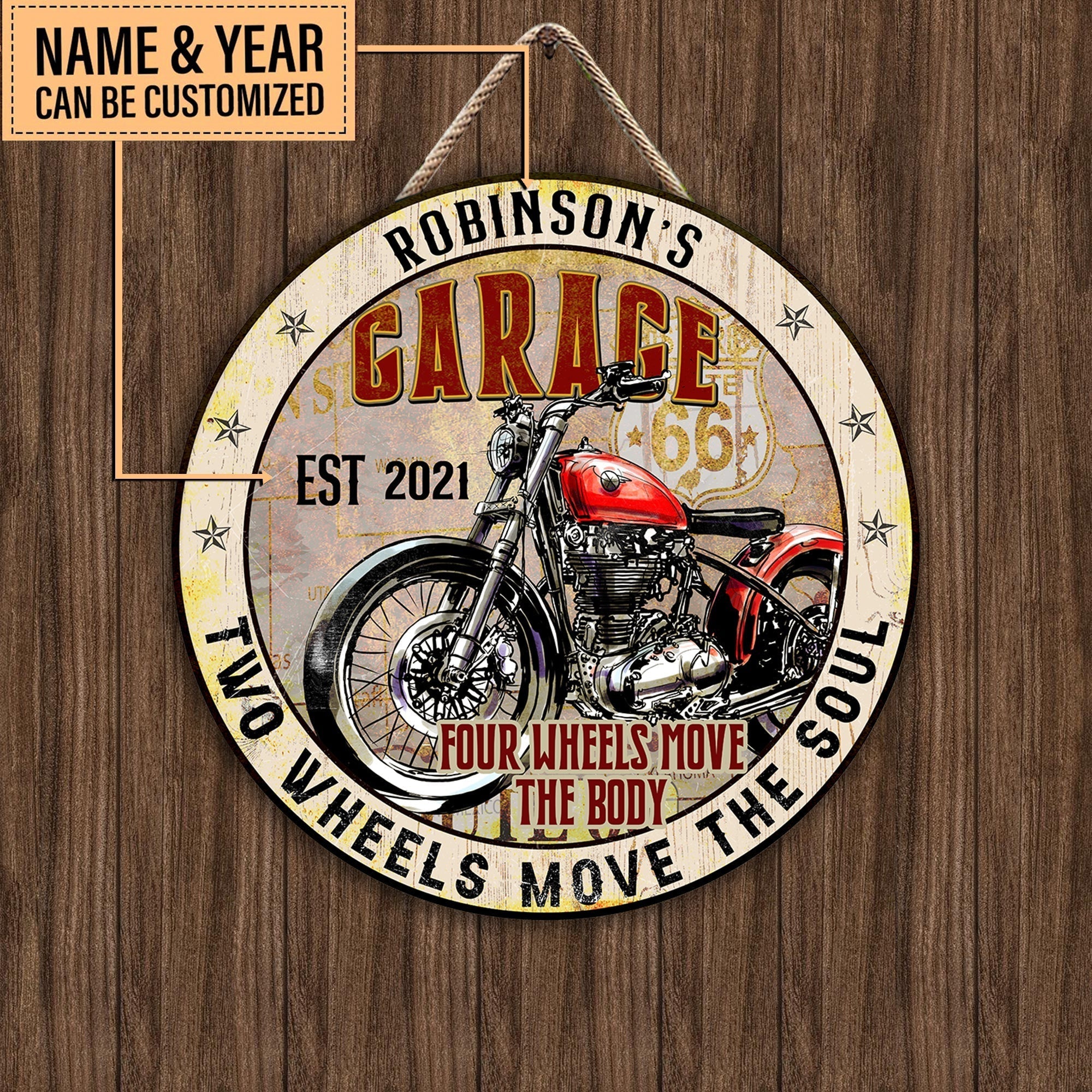 Personalized Four Wheels Move The Body Two Wheels Move The Soul Garage Wood Round Signwdwq eqw easdasd Personalized Four Wheels Move The Body Two Wheels Move The Soul Garage Wood Round Signewq wqe wqeaadk.