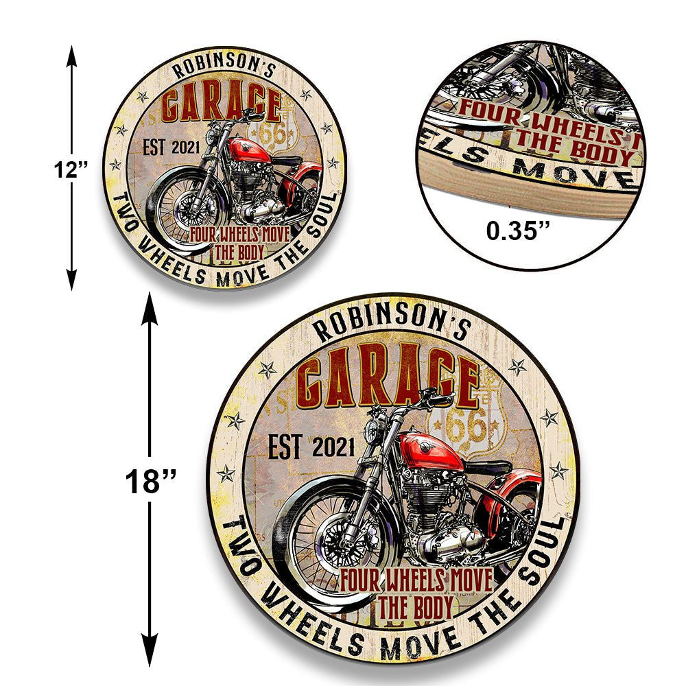 Personalized Four Wheels Move The Body Two Wheels Move The Soul Garage Wood Round Signwdwq eqw easdasd Personalized Four Wheels Move The Body Two Wheels Move The Soul Garage Wood Round Signewq wqe wqeaadk.