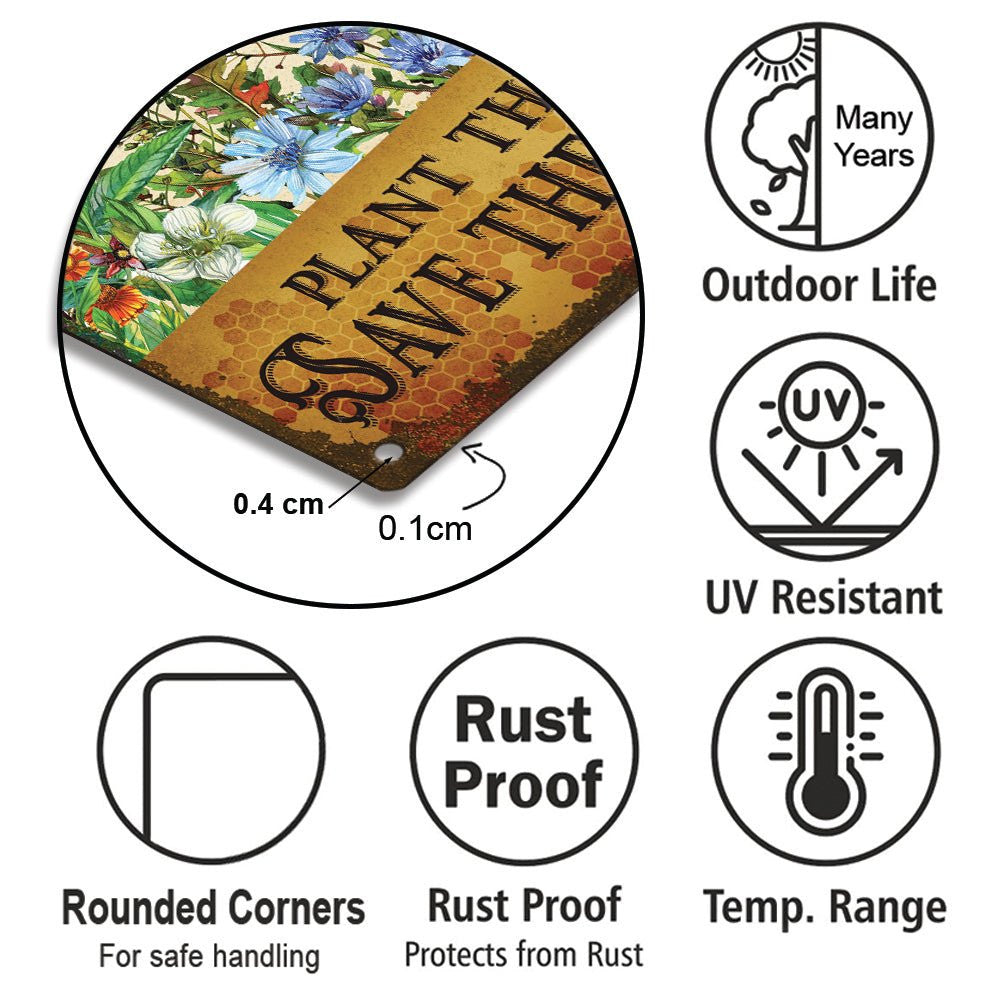 Personalized Garden Plant These Save The Bees Classic Metal Sign.