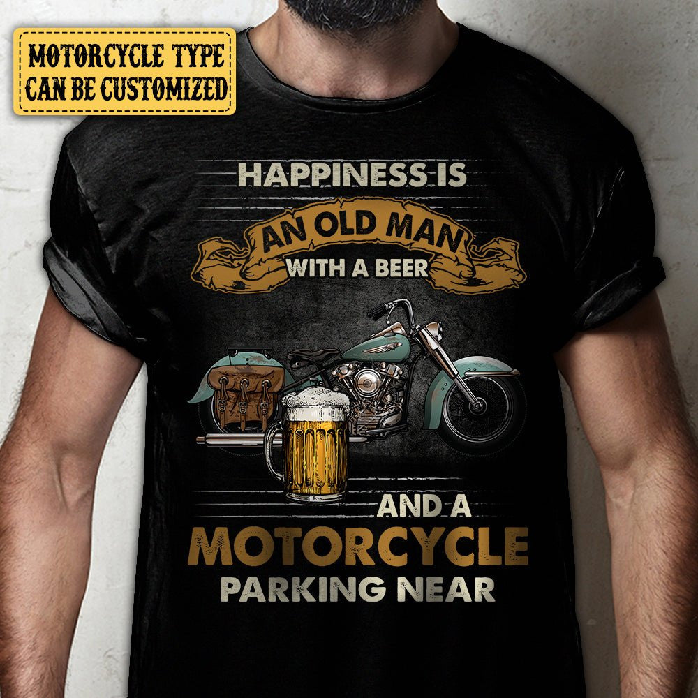 Personalized Happiness Is An Old Man With Beer And Motorcycle Parking Near Shirtwdwq eqw easdasd Personalized Happiness Is An Old Man With Beer And Motorcycle Parking Near Shirtewq wqe wqeaadk.