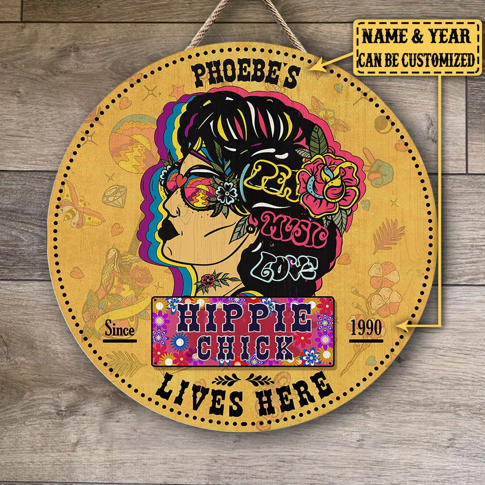 Personalized Hippie Chick Lives Here Wood Round Signwdwq eqw easdasd Personalized Hippie Chick Lives Here Wood Round Signewq wqe wqeaadk.