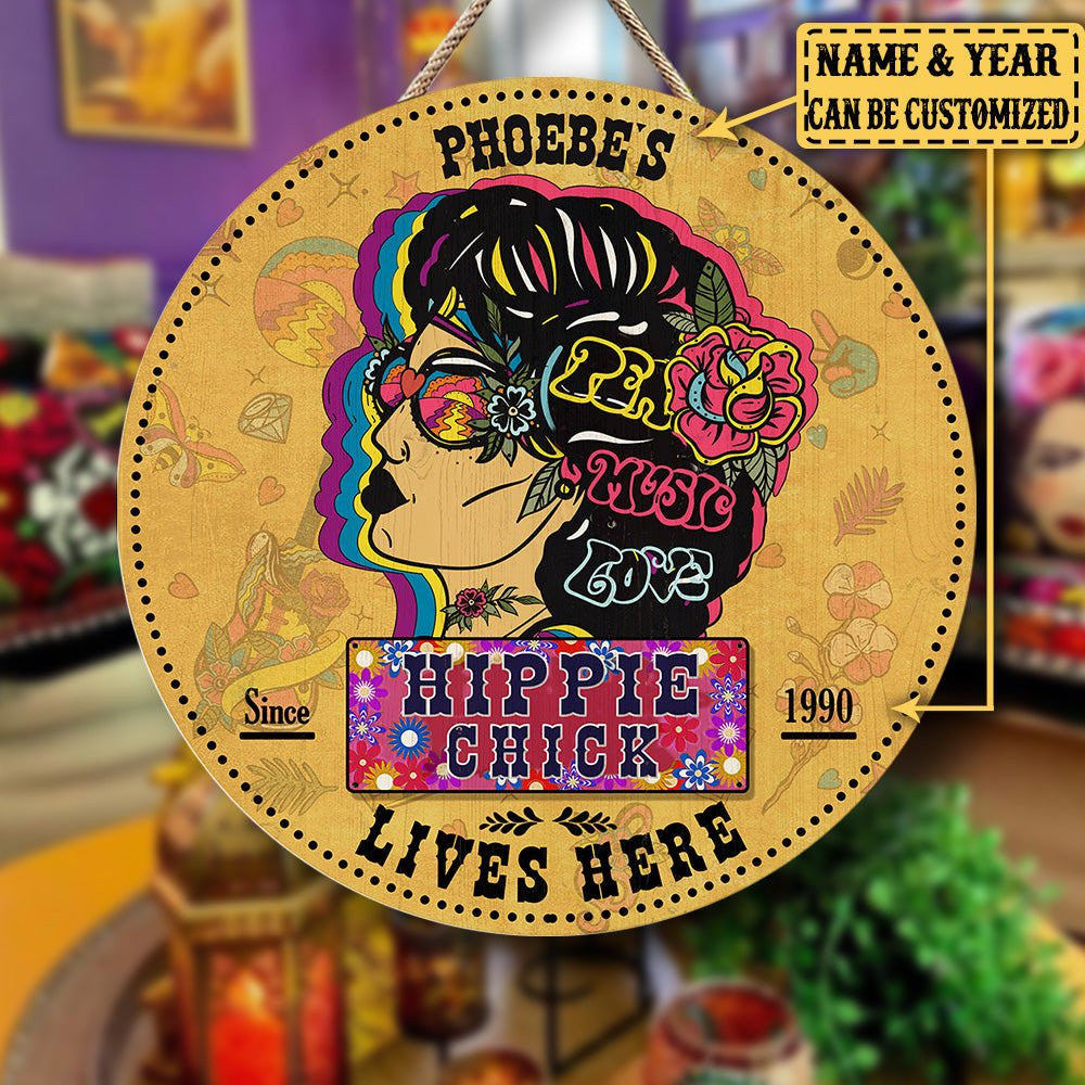 Personalized Hippie Chick Lives Here Wood Round Signwdwq eqw easdasd Personalized Hippie Chick Lives Here Wood Round Signewq wqe wqeaadk.