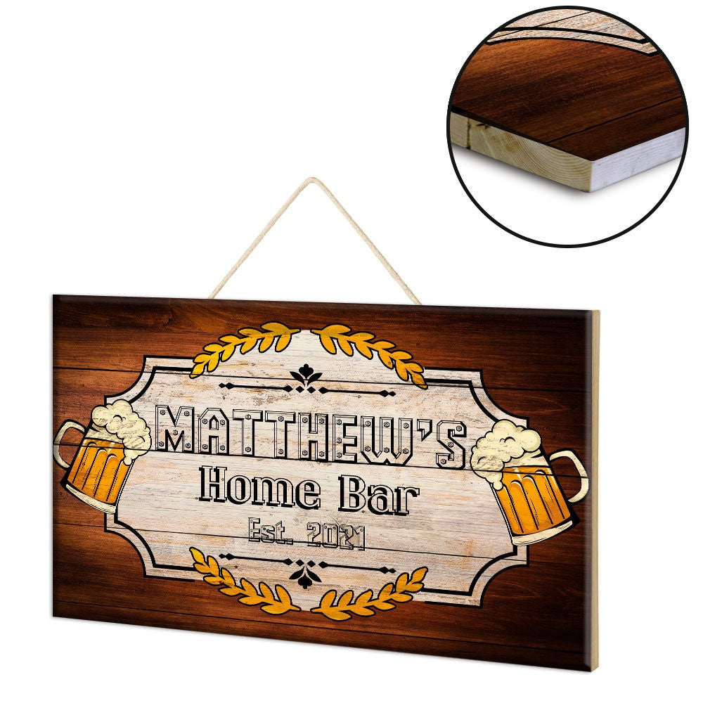 Personalized Home Bar Pallet Wood Rectangle Sign.