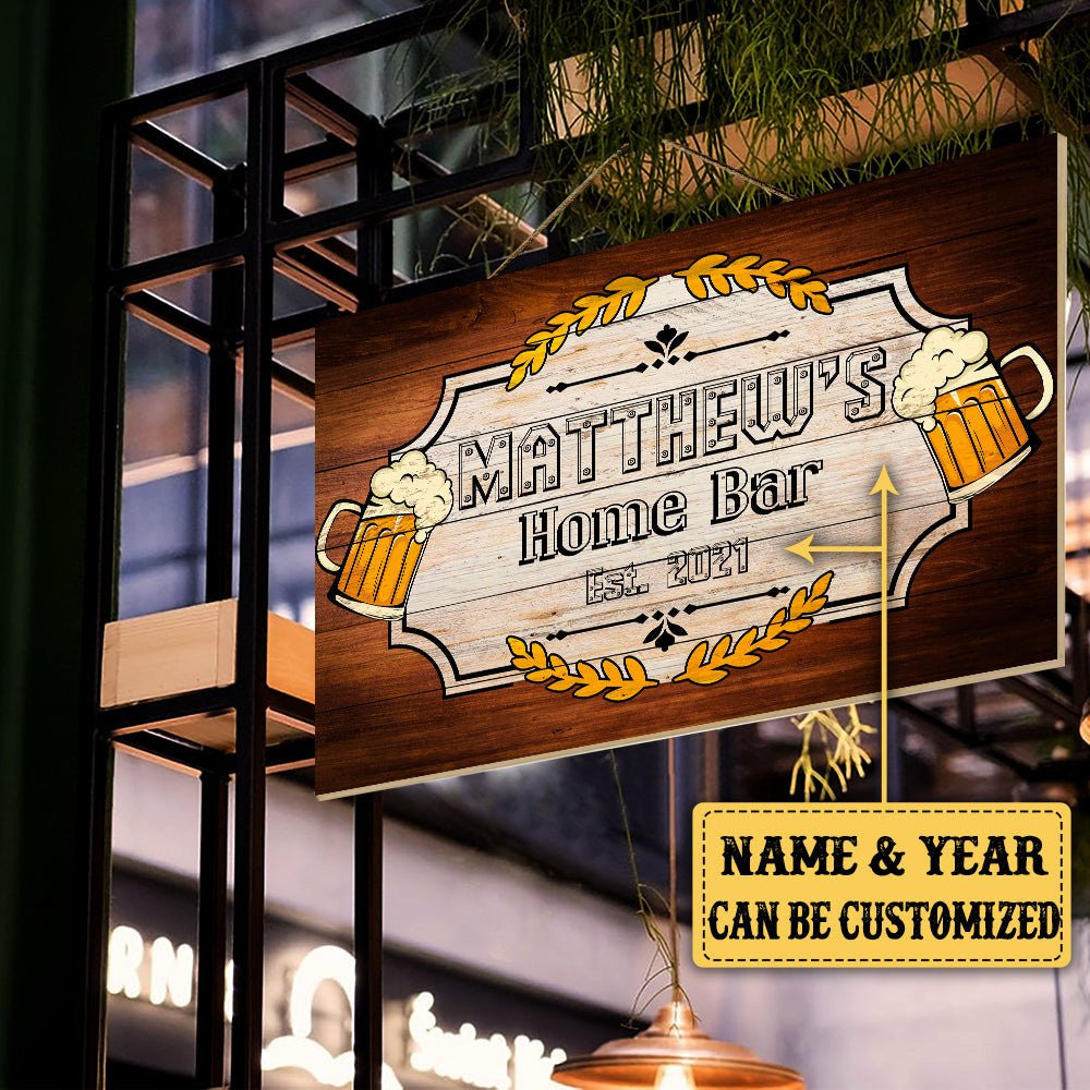 Personalized Home Bar Pallet Wood Rectangle Sign.