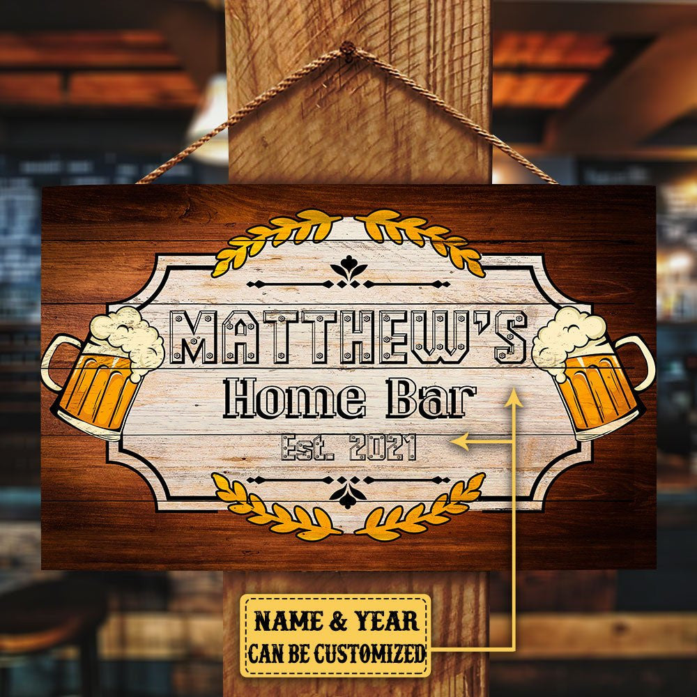 Personalized Home Bar Pallet Wood Rectangle Sign.