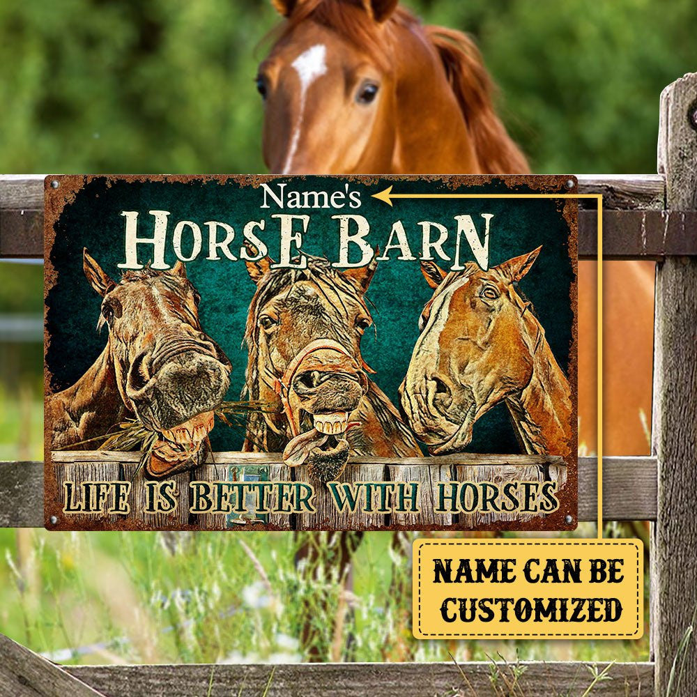 Personalized Horse Barn Classic Metal Sign.
