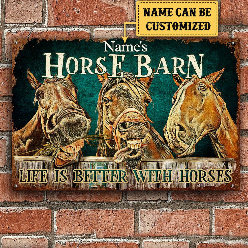 Personalized Horse Barn Classic Metal Sign.