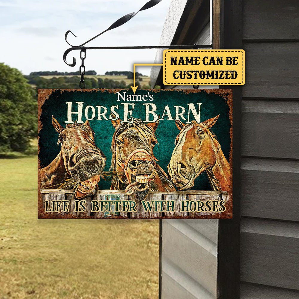 Personalized Horse Barn Classic Metal Sign.