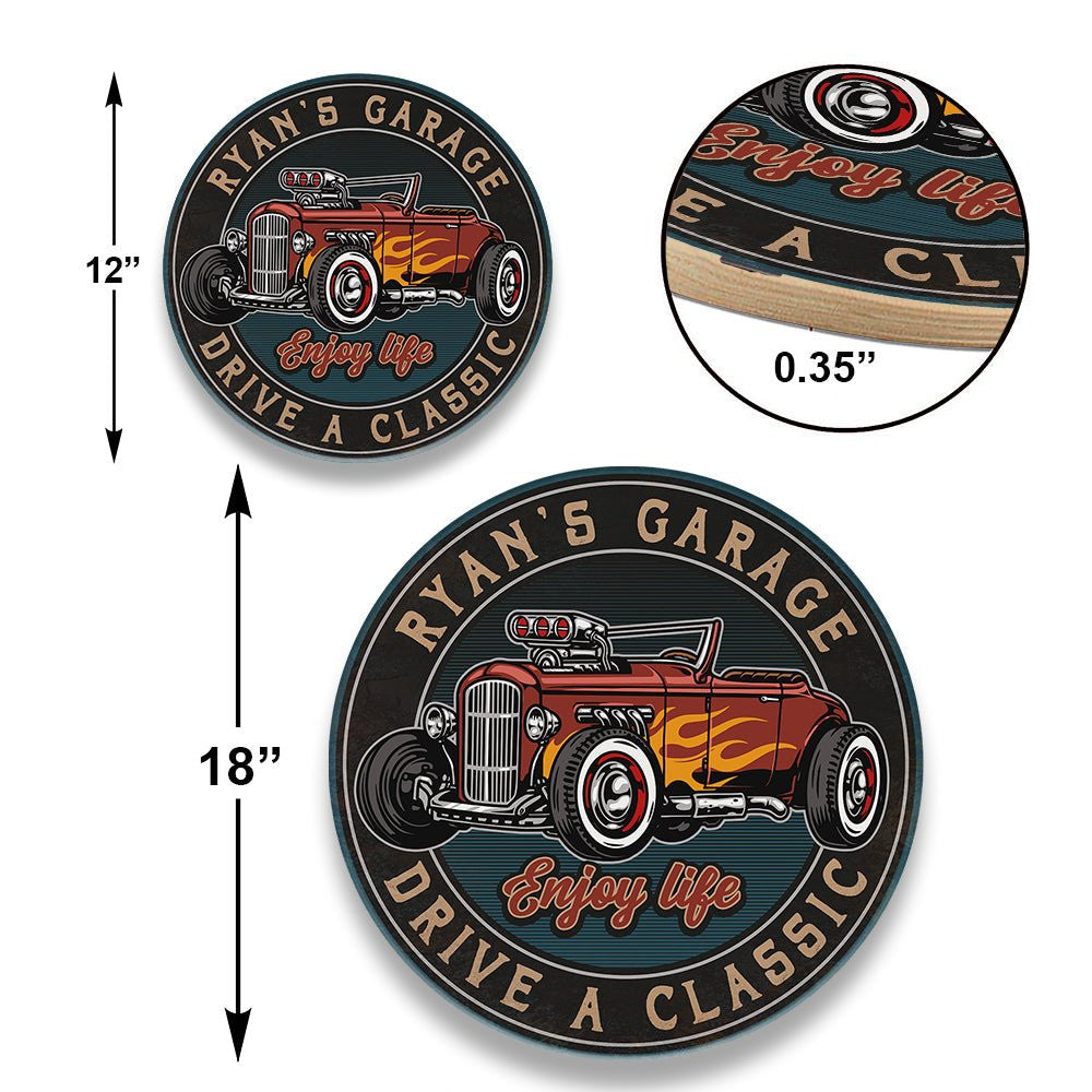 Personalized Hot Rod Garage Wood Round Signwdwq eqw easdasd Personalized Hot Rod Garage Wood Round Signewq wqe wqeaadk.