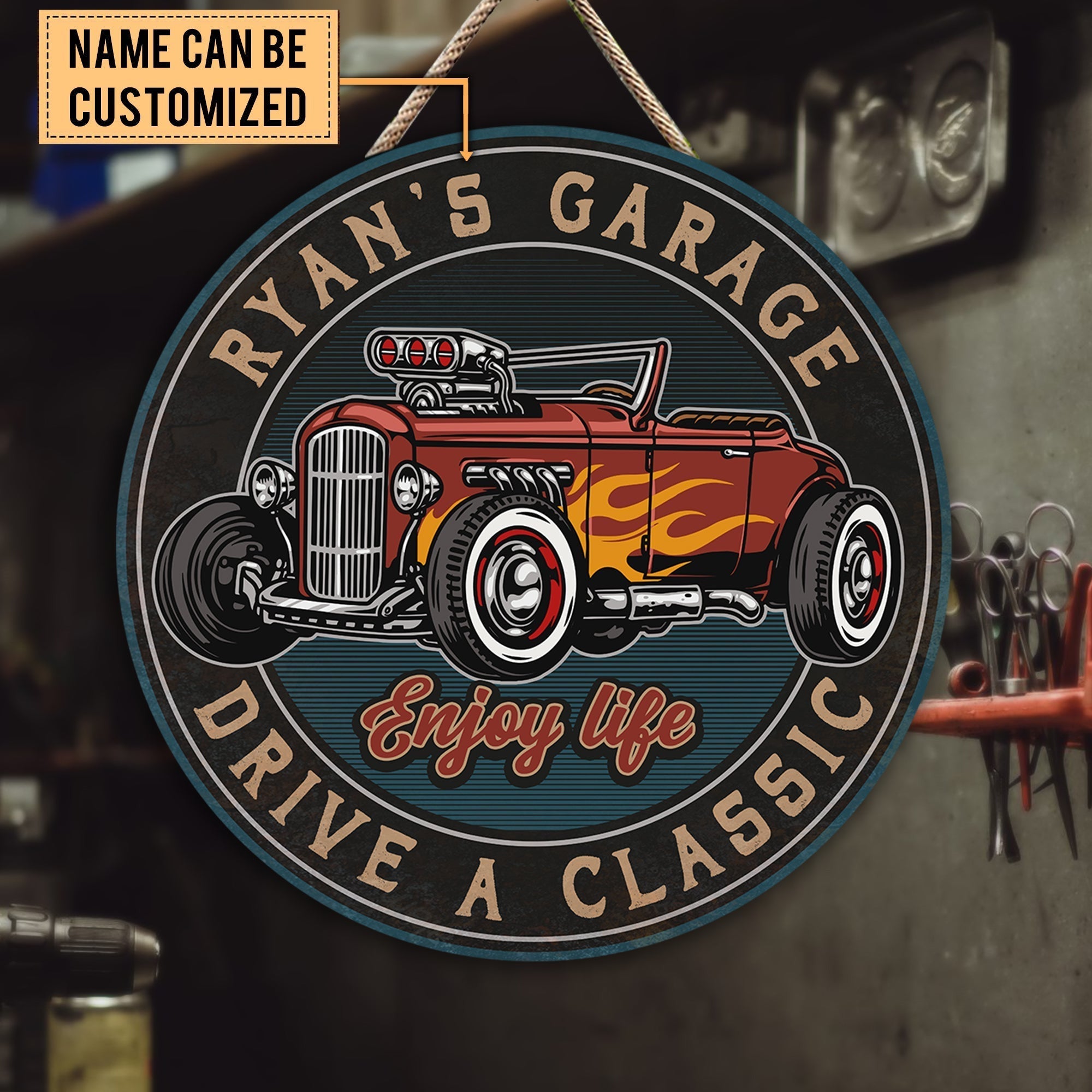 Personalized Hot Rod Garage Wood Round Signwdwq eqw easdasd Personalized Hot Rod Garage Wood Round Signewq wqe wqeaadk.