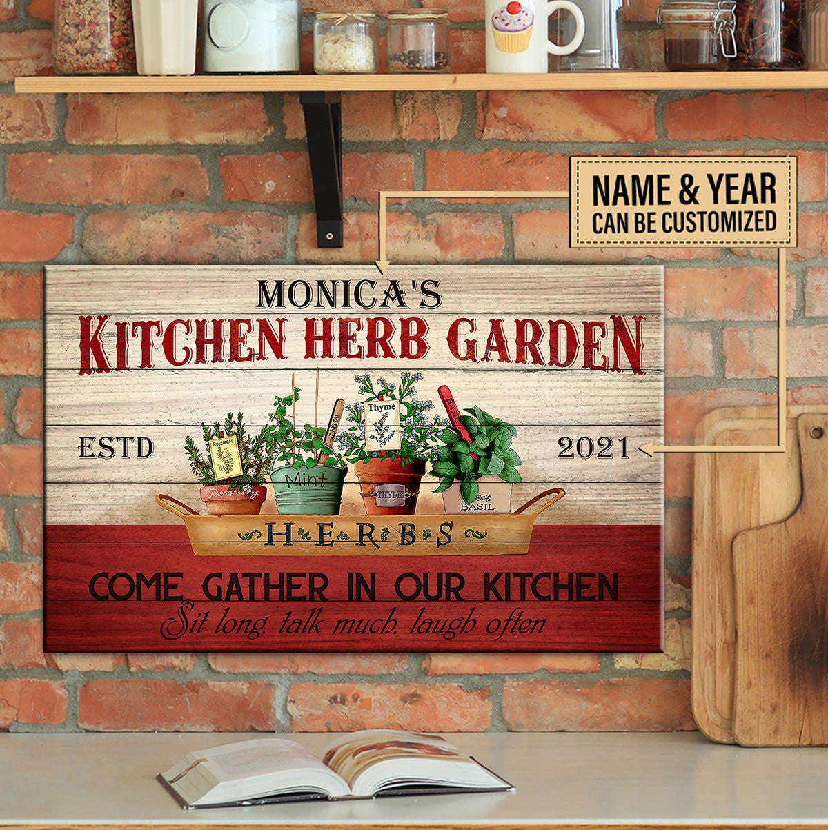 Personalized Kitchen Herb Garden Pallet Wood Rectangle Sign.