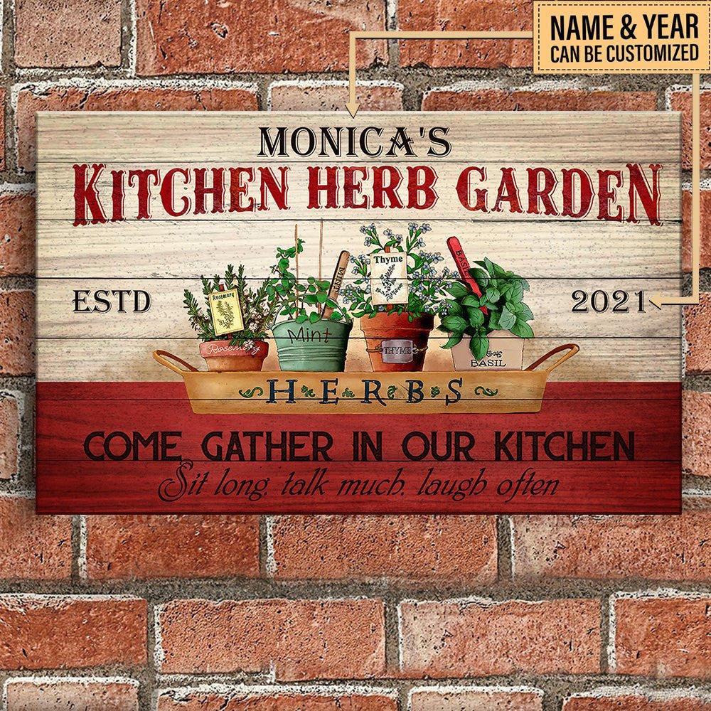 Personalized Kitchen Herb Garden Pallet Wood Rectangle Sign.