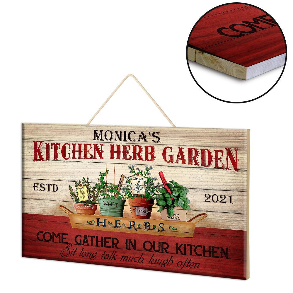 Personalized Kitchen Herb Garden Pallet Wood Rectangle Sign.