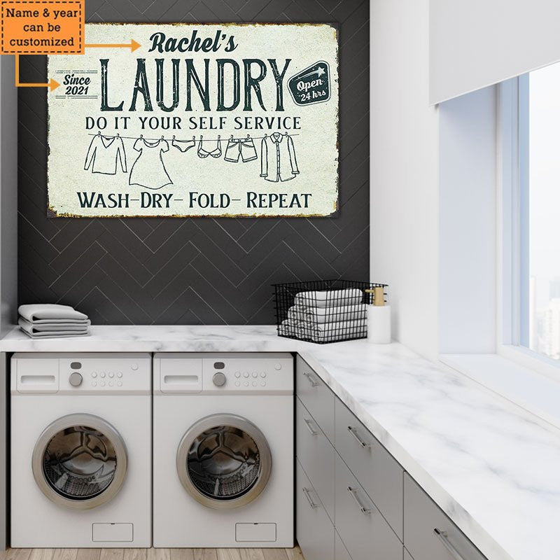 Personalized Laundry Metal Sign.