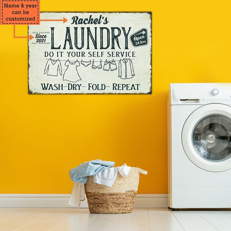 Personalized Laundry Metal Sign.