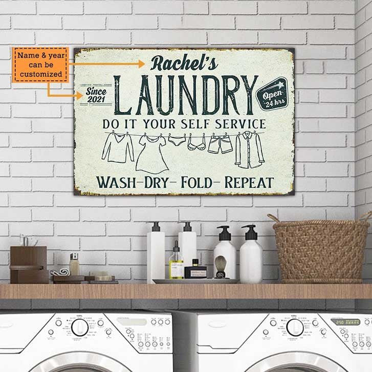 Personalized Laundry Metal Sign.