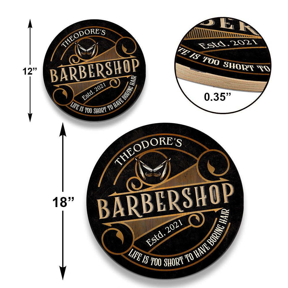 Personalized Life Is Too Short Too Have Boring Hair Barber Shop Wood Round Signwdwq eqw easdasd Personalized Life Is Too Short Too Have Boring Hair Barber Shop Wood Round Signewq wqe wqeaadk.