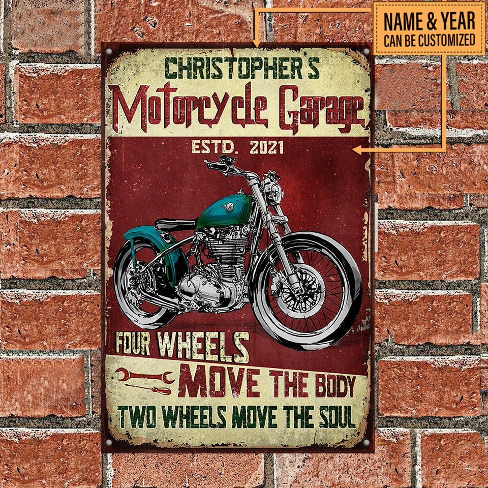 Personalized Motorcycle Garage Classic Metal Sign.