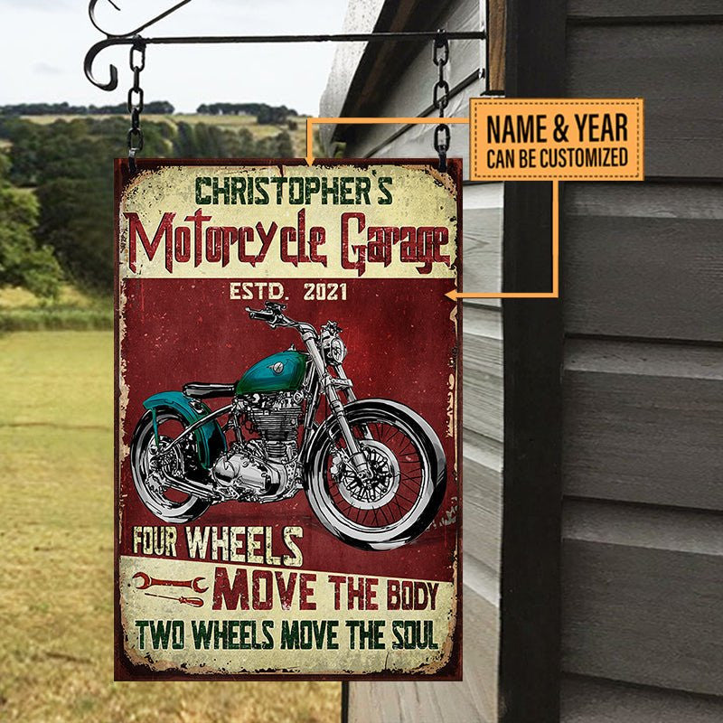 Personalized Motorcycle Garage Classic Metal Sign.