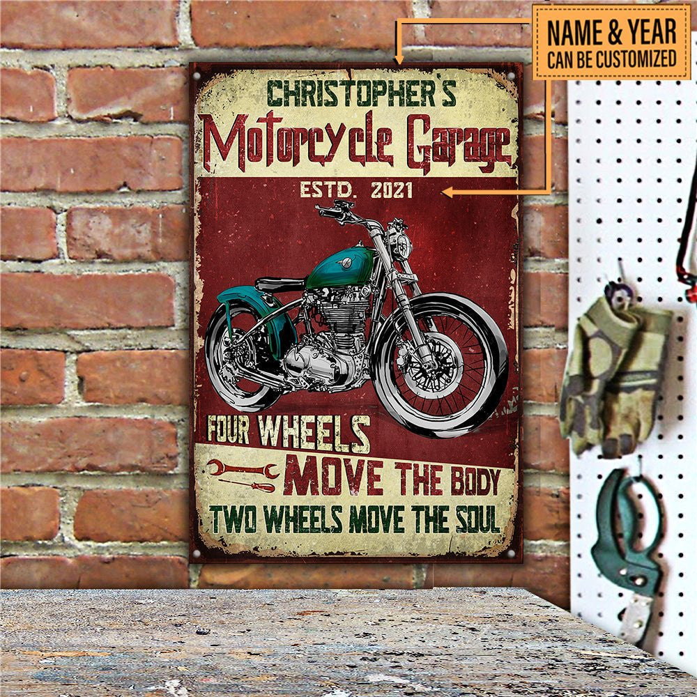 Personalized Motorcycle Garage Classic Metal Sign.