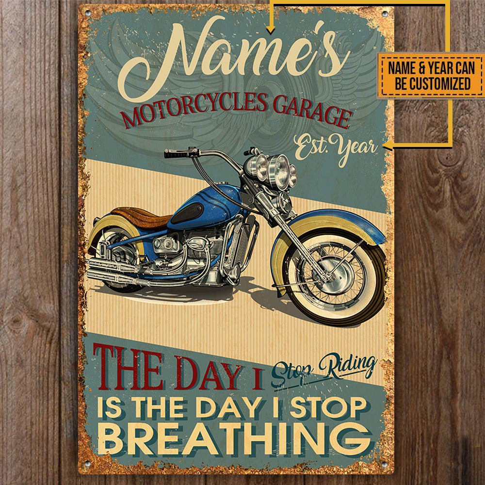 Personalized Motorcycles Garage Classic Metal Sign.